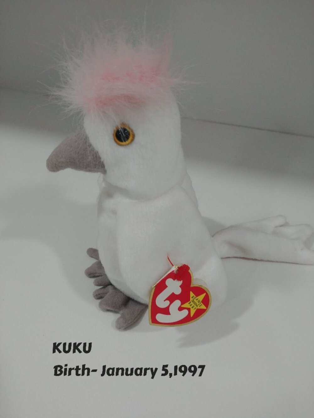 Ty Beany Baby KUKU with Birth Tag, January 5,1997 ,Unique Collectable ,Like New